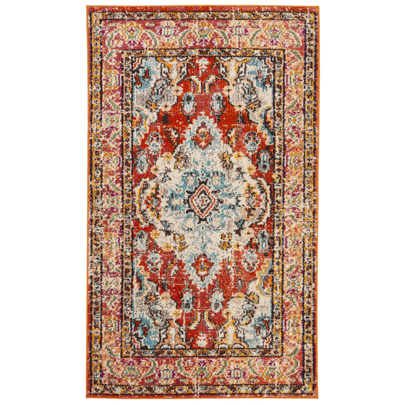 Hertzler Oriental Orange Area Rug, Rectangle 2'2" x 4'