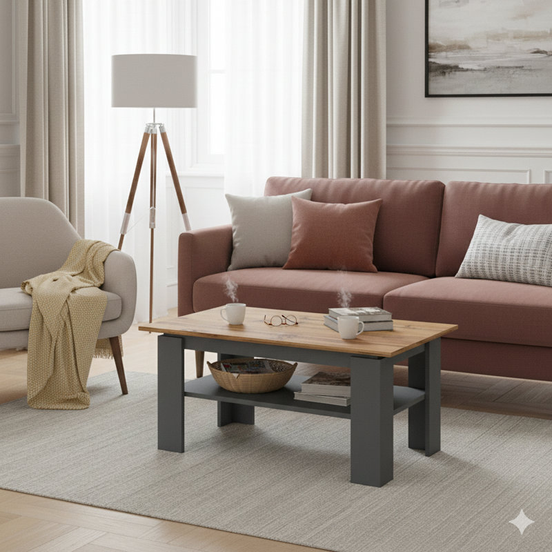 Coffee Table, Grey/Dark Brown Wood