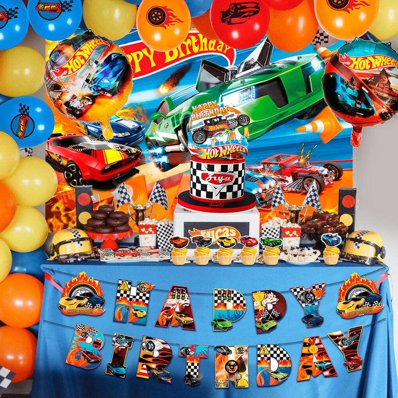 Hot Wheels Birthday Party Supplies, 84pcs Hot Wheels Birthday Decorations & Cars Party Tableware Set