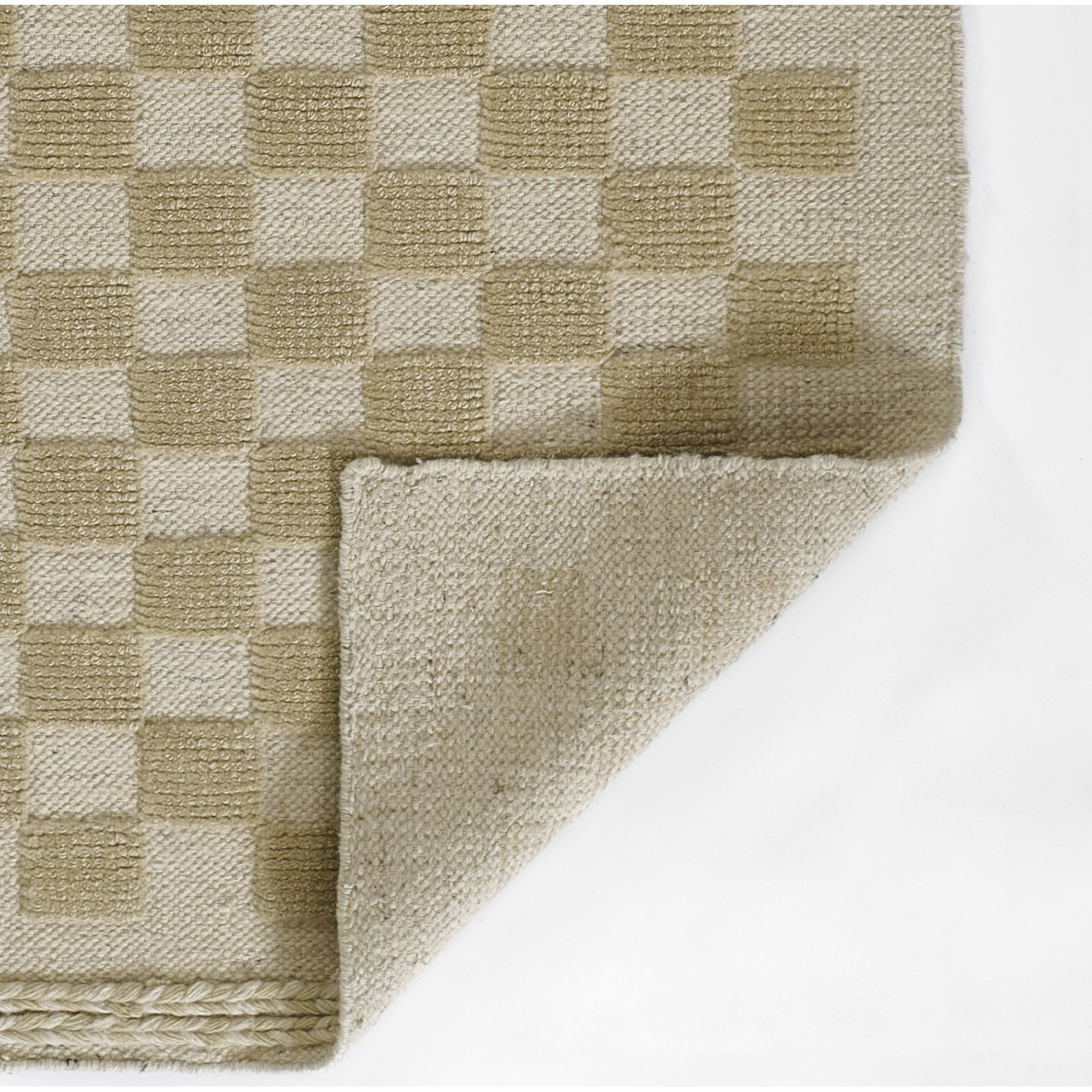 Azle Checkered Handmade Flatweave Wool Area Rug in Beige/Tan, Runner 2'6" x 8'