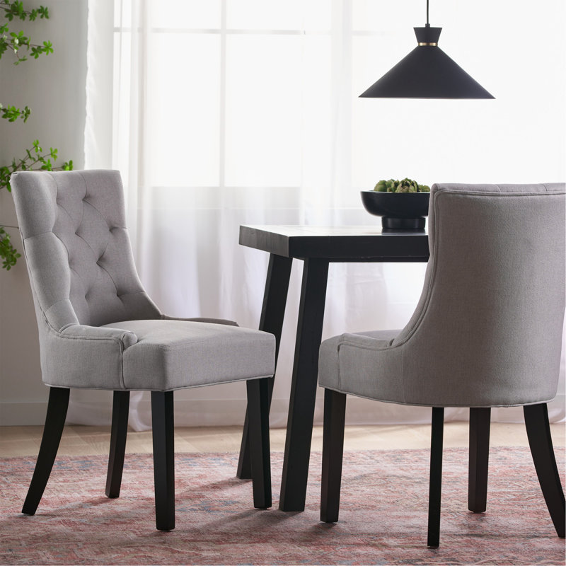 Chaises de salle à manger rembourrées Modern, Tissu à tressage panier gris clair, 2
