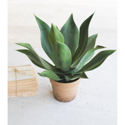  Artificial Agave Plant in Faux Terracotta Pot for Home Decor – Realistic Faux Potted Plant, 21"