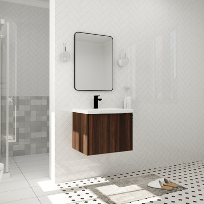 Meuble-lavabo mural simple 23,69 po avec plateau en résine Melihat