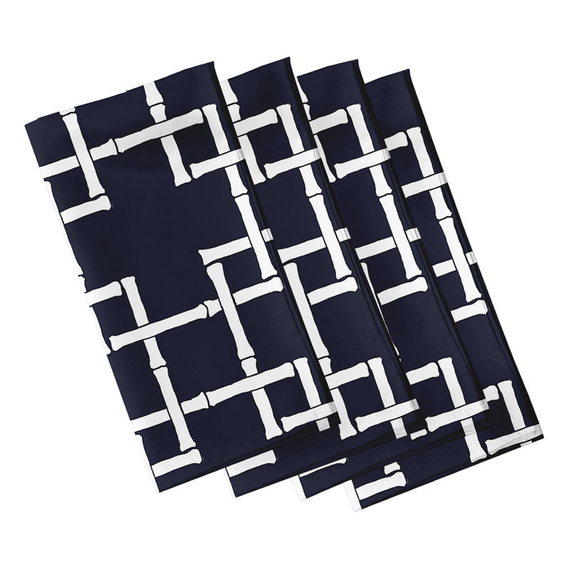 Kwaun Polyester Geometric Square Napkin, Navy