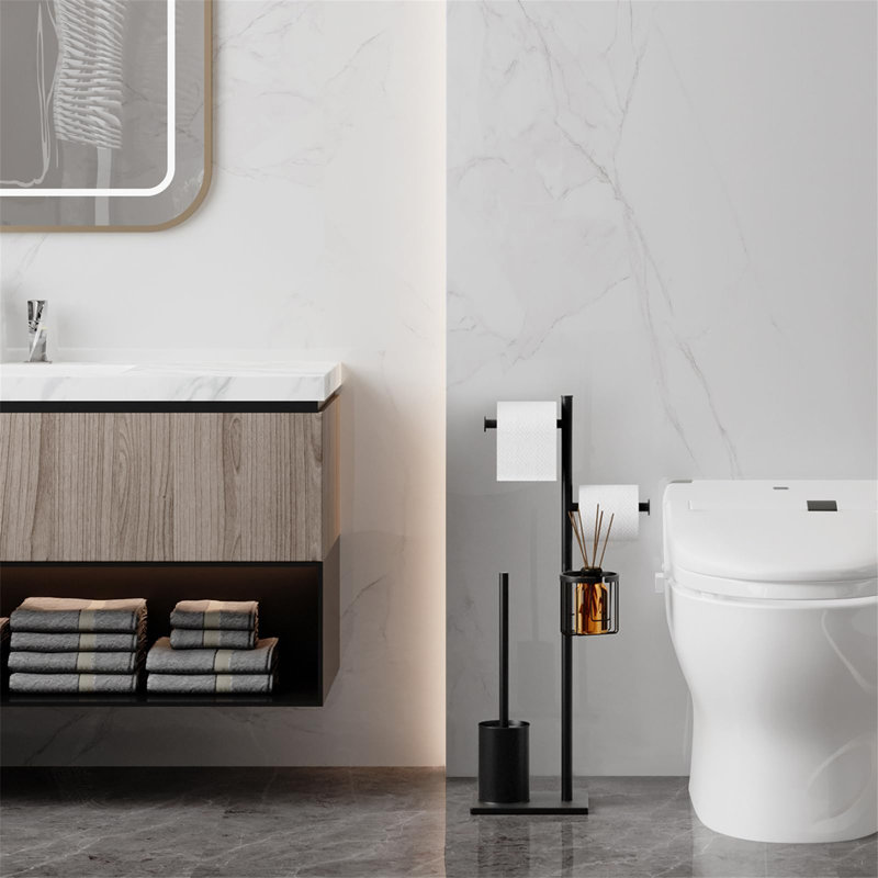 Free Standing Toilet Paper Holder, Matte Black