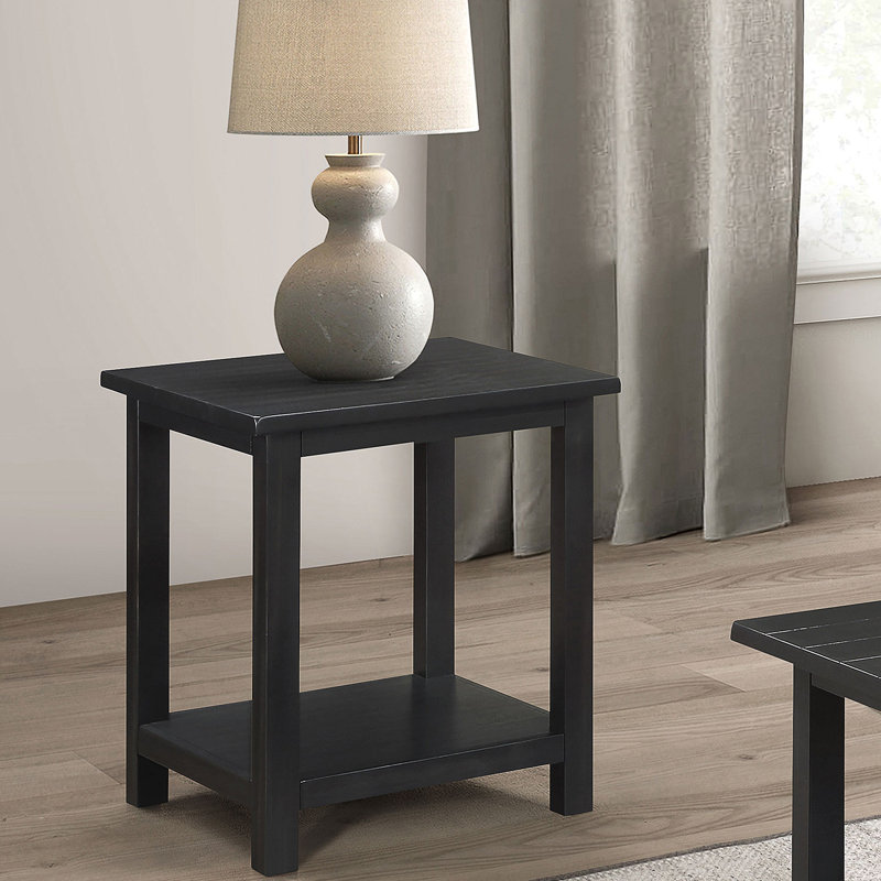 Table de bout en bois avec tablette