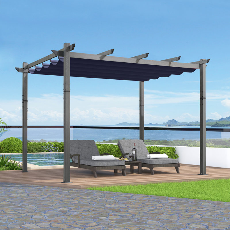 Pergola en aluminium mauve avec auvent, H 96,5 po x l 158 po x P 118 po, Marine