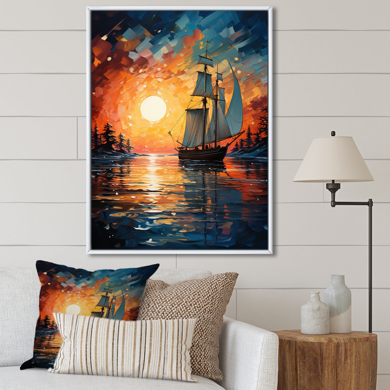 Voilier «Seafaring Dreams II» sur toile, L 30 po x H 40 po, Cadre flottant blanc