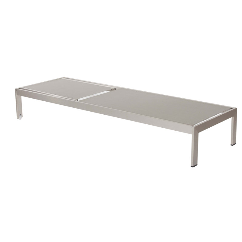 Aynura 6 Piece 76" Long Reclining Chaise Lounge Set and Table, Gray, Satin Silver