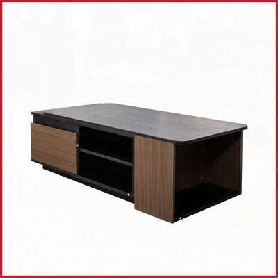 Space-Saving Expandable Wood-Look Coffee Table for Living Room, 2 Drawer Storage &amp; Easy to Clean
