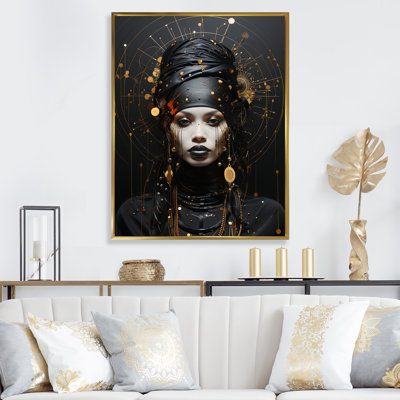 Or africain, élégance dorée et noire - art mural africain