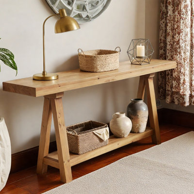 Table basse de style naturel, table d'entrée en bois, console élégante