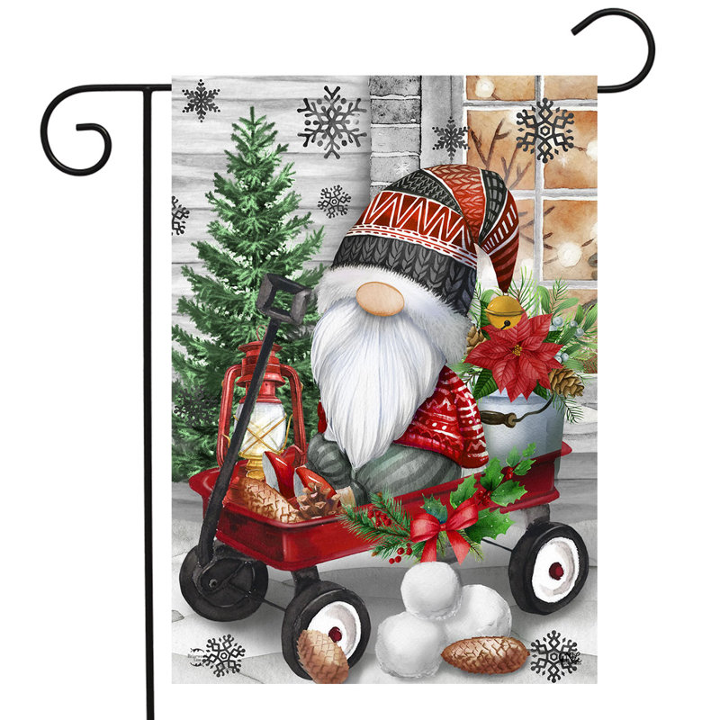 Wagon Gnome Garden Flag