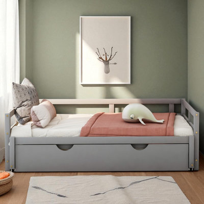 Keevis Twin Solid Wood Daybed with Trundle by Latitude Run