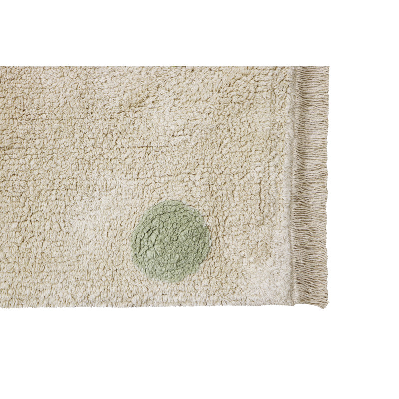 Hippy Hand Tufted Cotton Polka Dots Area Rug in Green/Beige