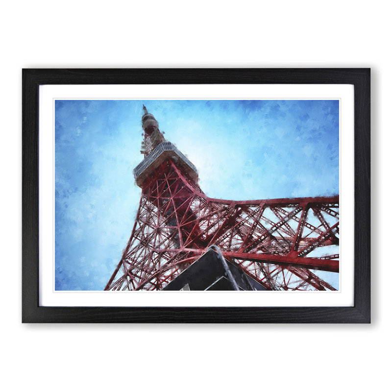The Tokyo Tower - Picture Frame Painting, 48cm H x 65cm W x 2cm D, Black Framed