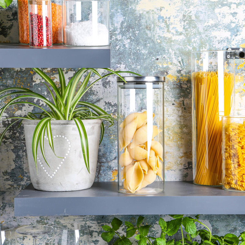Argon Tableware Scandi Storage Jars with Metallic Lids, Silver