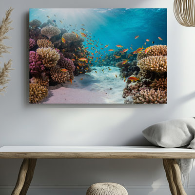 Colorful Tropical Fish Coral Reef Ocean Scene Decor Canvas Wall Art Print For Living Room, Bedroom, Office, Hallway, Entryway, Gallery Wall And Modern Home Decor