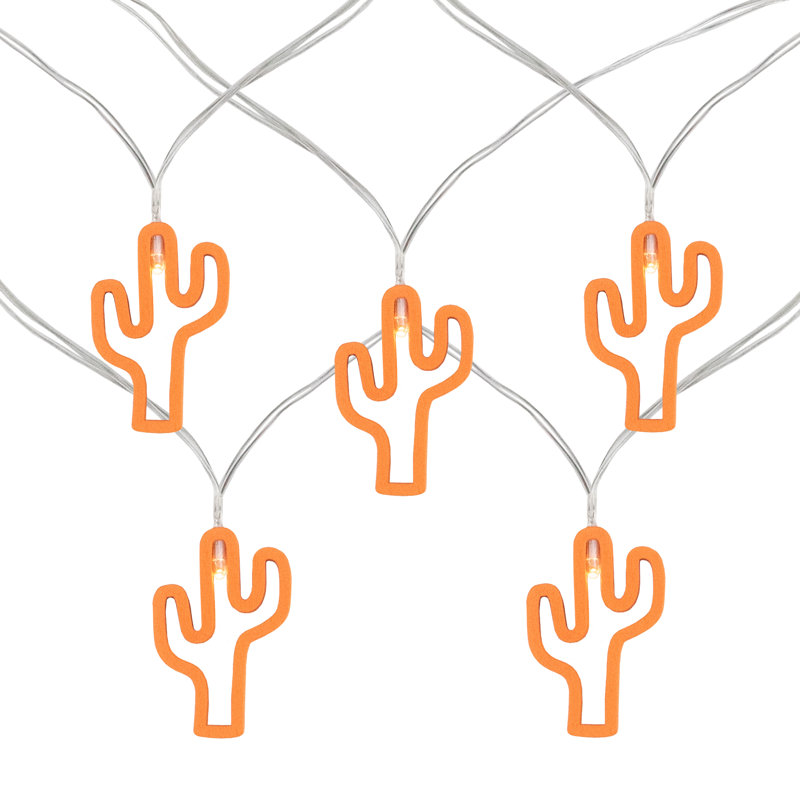 Guirlande de 10 lumières de cactus orange à DEL 10 lumières - blanc chaud