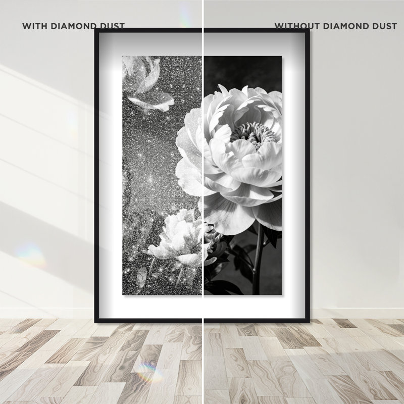 Still Peony Print by Oliver Gal, 55.5" H x 37.5" W, Black Shadowbox