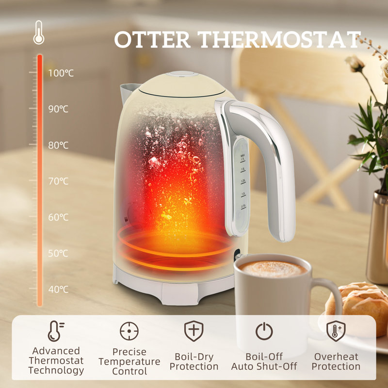 Kettle and Toaster Set, Cream/Silver