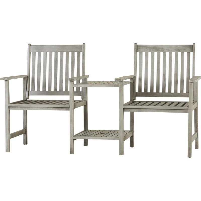 Banc en bois tête-à-tête en bois, gris