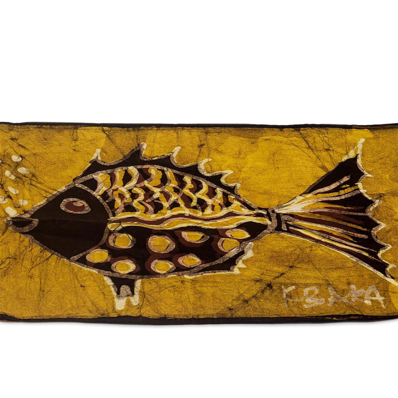 Rosecliff Heights Handmade Bubbly Fish Cotton Batik Table Runner