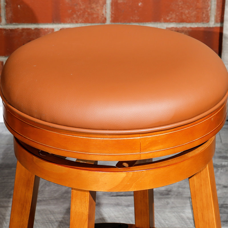 Tabouret de bar de 30 po avec aspect naturel, siège en cuir de selle, commodité pivotante, rembourrage confortable, structure en bois franc, conception à pieds évasés pour une stabilité et une durabilité de style, une action élégante, une solidité