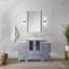 Meuble-lavabo gris foncé avec armoires latérales, ensemble de robinets, comptoir en céramique blanche et miroir de 22 po