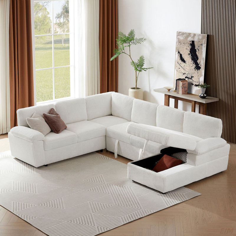 Canapé modulaire surdimensionné avec rangement convertible, parfait pour la maison et le bureau, siège rembourré en velours côtelé L / U