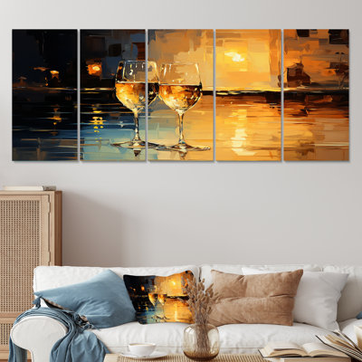 Ensemble d'art mural 5 pièces champagne en verre doré Fizz I