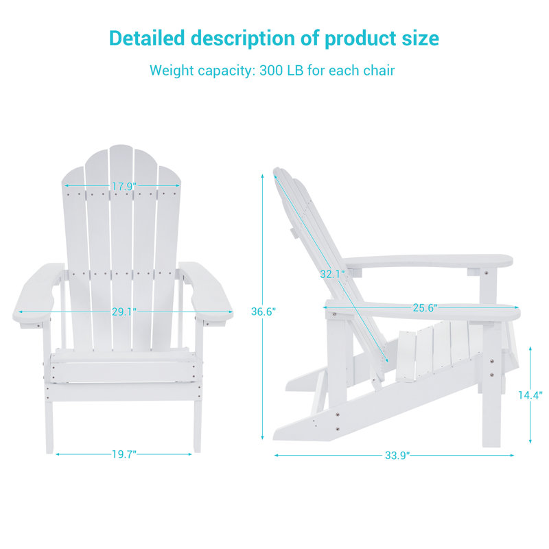 Chaise Adirondack en plastique Halstein, Blanc