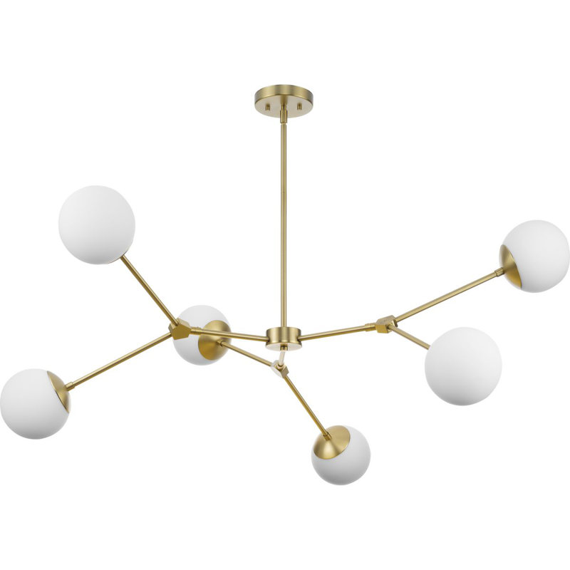 Lustre linéaire spoutnik moderne à 6 lumières Haas, Bronze brossé