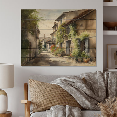 Village méditerranéen, rue IX, impression sur bois