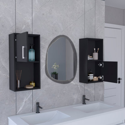 Oba 2-Pc Wall-Mounted Bathroom Medicine Cabinet With Open And Closed Storage