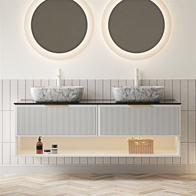 Meuble-lavabo flottant avec lavabos