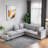 U-shaped Sectional Sofa Couch With A Movable Ottoman And A Coffee Table With Hidden Charging Devices-402062357