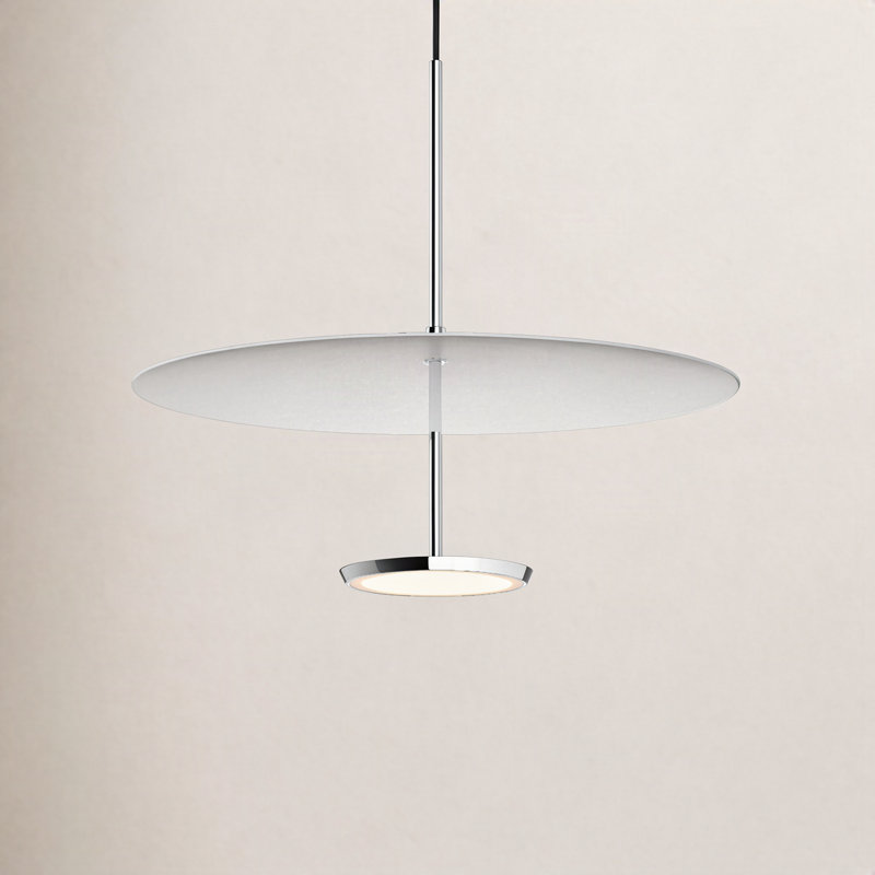 Luminaire suspendu à dôme simple 1 lumière Sky, H 17,5 po x l 17,5 po x P 17,5 po, Blanc, Aluminium poli