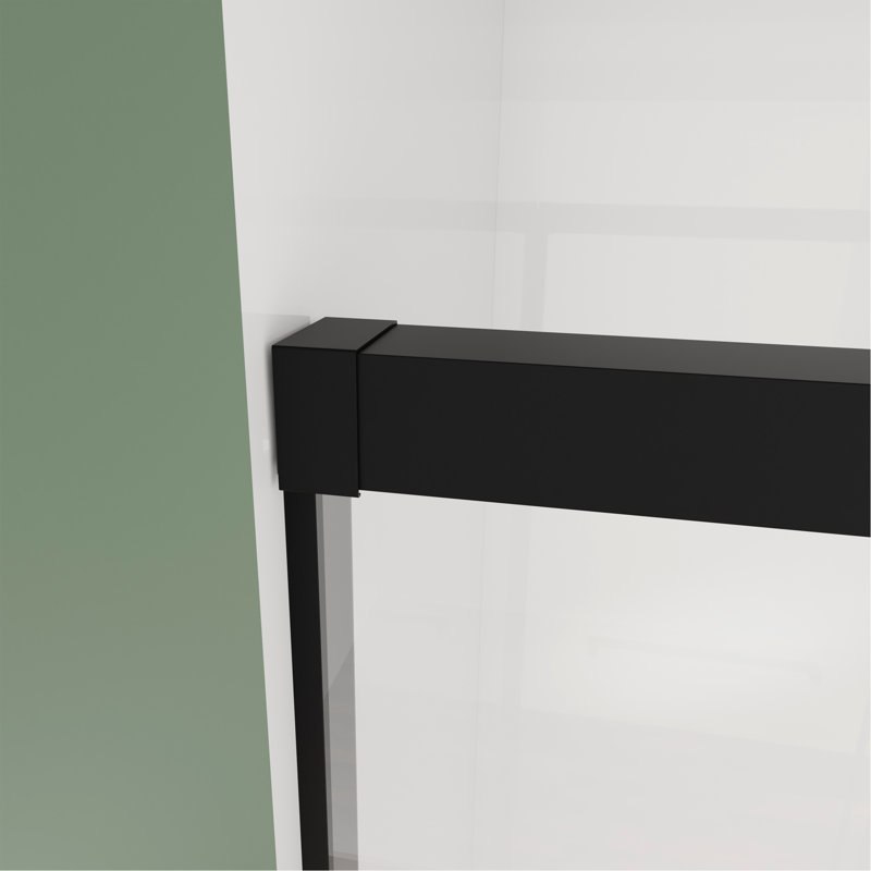 60 In. W X 72 In. H Sliding Shower Door, Semi-Frameless Double Sliding Glass Shower Door With 1/4 In. Tempered Clear Glass,Matte Black