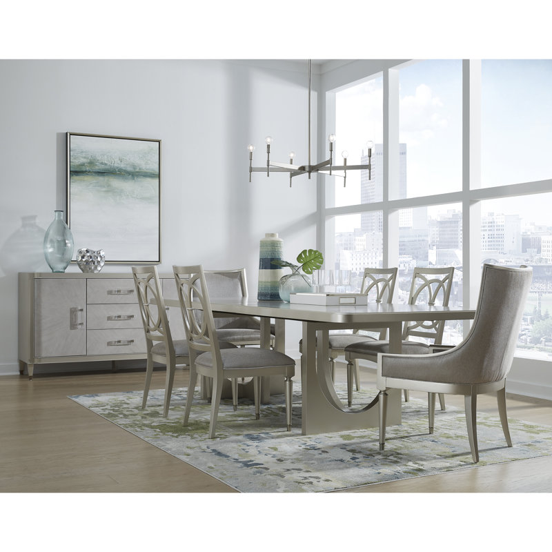 Zoey Silver Two Door Buffet with Rubberwood Legs