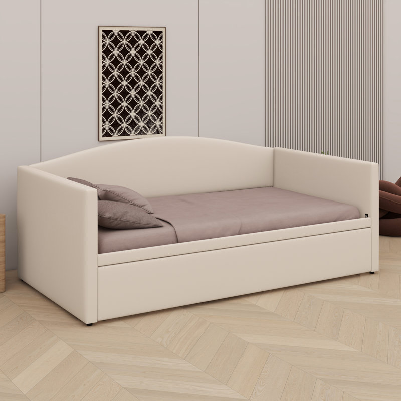 Lit de jour avec couchette extensible, Beige