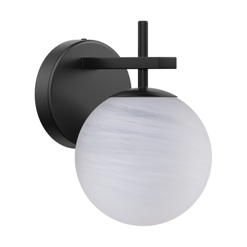 Lio 1 - Light Dimmable Iron ETL wall sconces with Round Shape Cloud Glass Shade, Matte Black