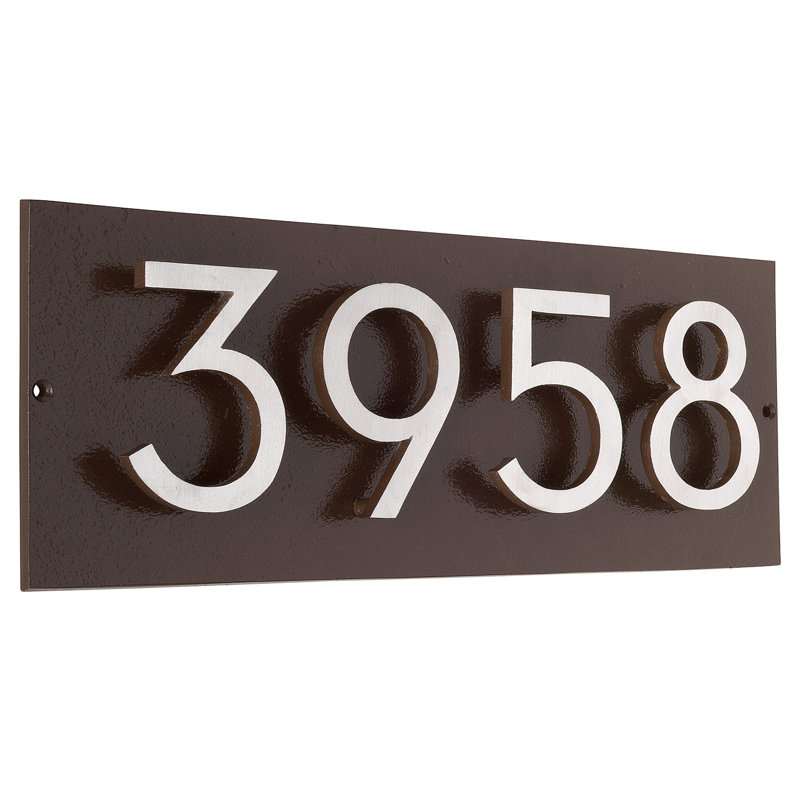 Floating Modern 4" Number Horizontal Address Plaque (4 Digits), Satin Nickel Two Tone, Roman Bronze, Yes