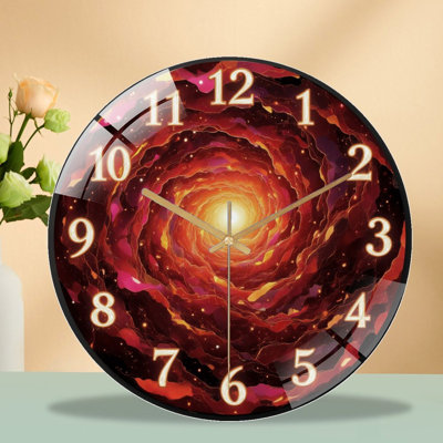 Clock Face Time Vortex Art - 12'' Modern Glass Wall Clock