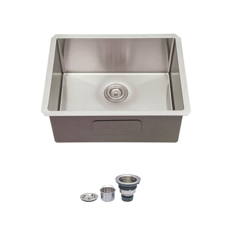 Évier de cuisine encastré - Évier de cuisine encastrable en acier inoxydable de calibre 16 de 9 pouces de profondeur, avec ensemble de bonde (sans accessoires supplémentaires)