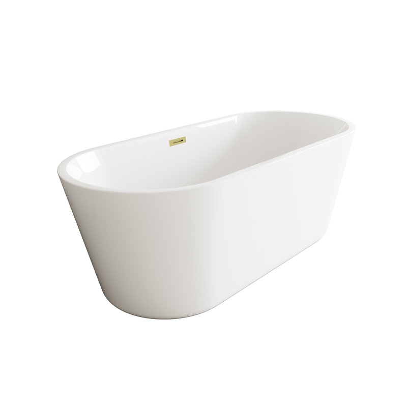 Rouidate 65'' x 28.3'' Soaking Acrylic Bathtub, Brushed Gold