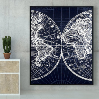 " World Map Blue Print "