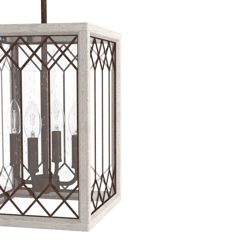 Chevron 4 - Light Square Pendant, Textured Rust, Small