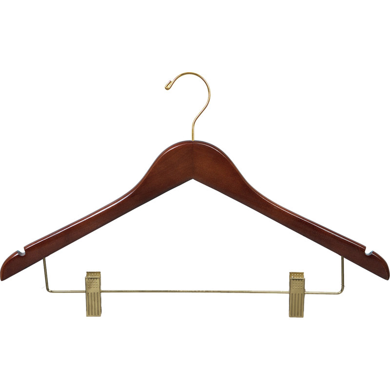Brock Wood Hangers With Clips for Suit/Coat, Walnut