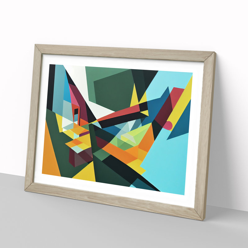 Abstract Art Vol.2 - Single Picture Frame Painting, 46cm H x 64cm W x 2cm D, Oak